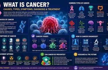 Illustrative infographic explaining cancer causes