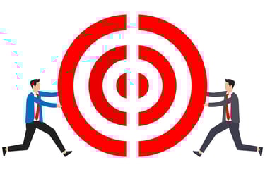 Two People each Pushing one Half of a Target
