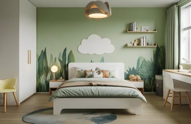 Kids Bedroom in Mint Green color