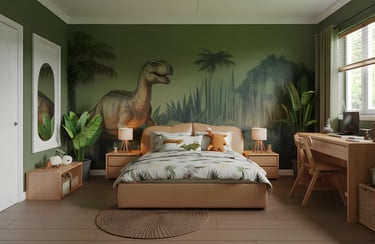Kids Bedroom in Forest Green Color