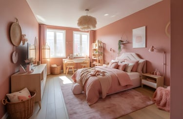 Kids Bedroom in Dusty Rose Color