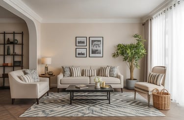 Living Room with Patterns Strategically