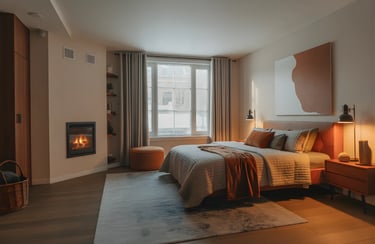 Cozy Fireplace Corner Bedroom
