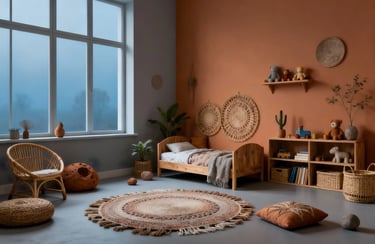 Kids Bedroom in Terracotta Clay Color