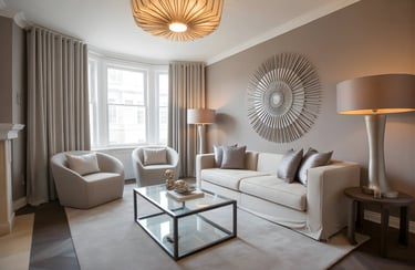 Living room in Taupe + Silver Color Combination