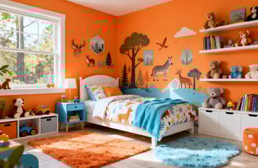 Kids Bedroom in Sunset Orange Color