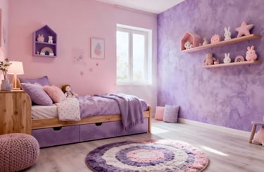 Kids Bedroom in Mauve Purple color