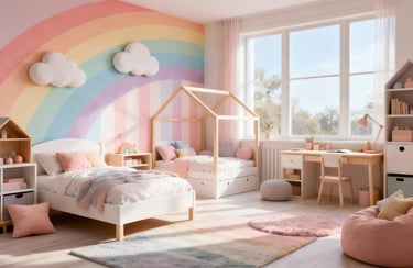 Kids Bedroom in Pastel Rainbow color