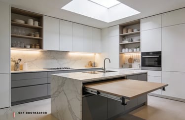 A kitchen countertop with a pull-out tabletop is a blessing