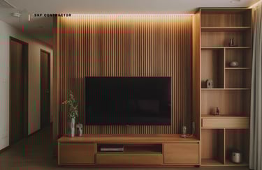 Wooden TV Unit with Vertical Panel Design