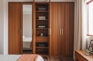A teak finish wardrobe for Indian homes