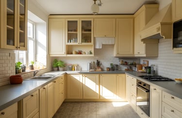 Ivory White & Soft Grey colors in kitchen