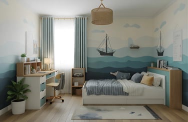 Kids Bedroom in Ocean Blue Gradient color