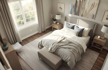 Tranquil bedroom paint colors creating a calm, cozy, and inviting modern retreat