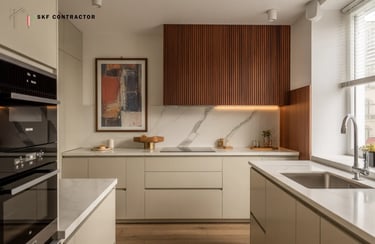 Wall art adds character to the kitchen space