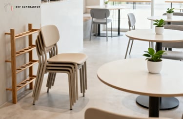 compact tables and seating that can move around easily for Cafe