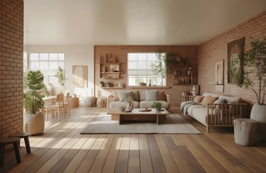 Brick walls, wooden flooring & natural finishes will be the highlight of 2026.