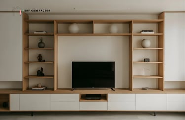 Minimalist TV Unit with Open Shelves
