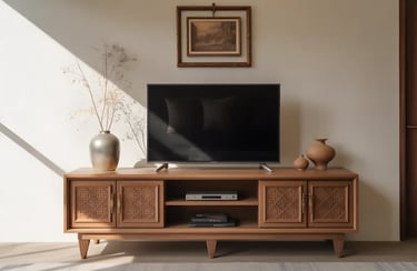 Simple TV Unit Design with Traditional Touch