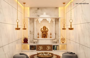 A beautiful marble puja unit for spacious homes