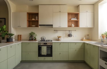 Sage Green & Off-White colors in kitchen