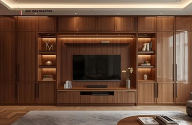 Floor-to-Ceiling Wooden TV Unit