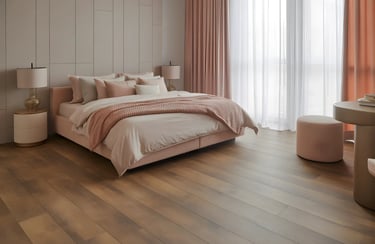 Light-toned laminate wooden flooring