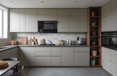 For calm yet pastel vibes Use grey color in kitchen