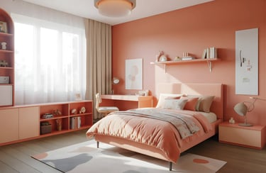 Kids Bedroom in Coral Peach