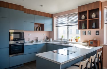 For an offbeat vibe use blue color in kitchen