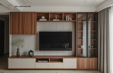 Glass & Wood Combination TV Unit
