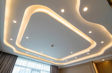 artistic false ceiling with patterns cutouts