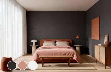 Charcoal Gray + Blush Pink + Soft White
