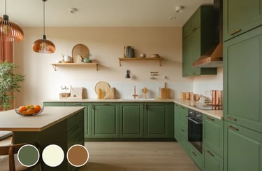 Forest Green + Beige + Copper