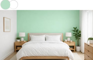 mint green and white