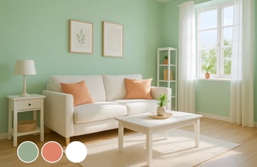 Mint Green + Peach + White