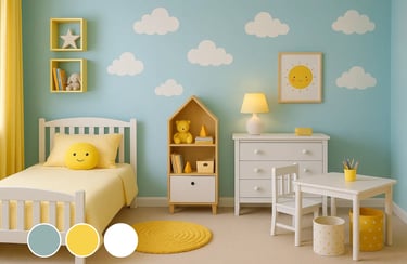 Sky Blue + Soft Yellow + White