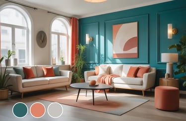 Teal + Coral + Off-White