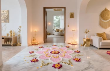 minimalistic rangoli in pastel tones