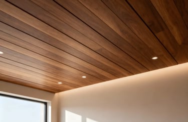 wooden panel false ceiling