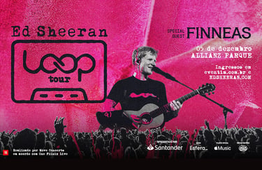 Pôster oficial da "LOOP TOUR" de Ed Sheeran no Brasil.