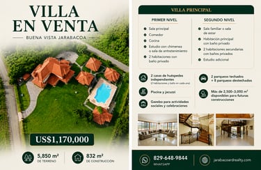 Villa de lujo en venta en Buena Vista Jarabacoa con 5,850 m² de terreno, 832 m² de construcción