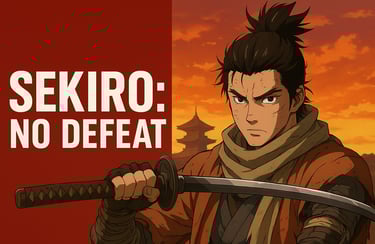 "Pôster oficial do anime Sekiro: No Defeat mostrando o protagonista em estilo anime, empunhando uma