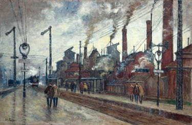 Gare et usines à Saint-Denis ; tableau de Maurice Falliès (début 20e siècle)