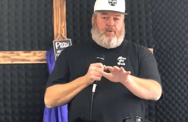 Pastor Keith speaking at a church helping Christian men overcome porn addiction.