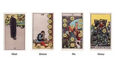 tarot cards representing an IoPT intention to meet an unattached burden