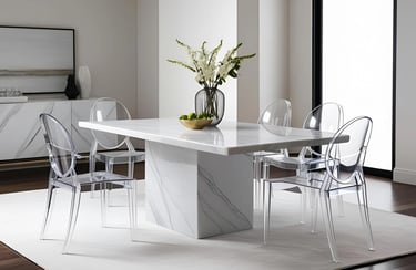 Ice White Luxe Marble Dining Table Set Design