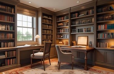 Bookshelf-Focused Study Room