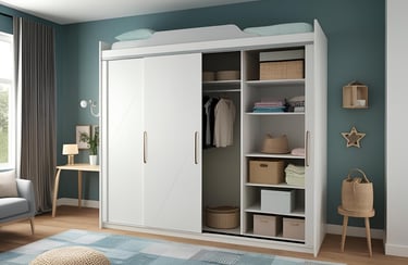 Wardrobe with loft for additional storage.