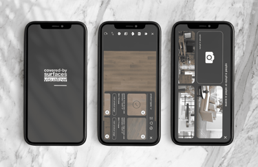 Graphic design portfolio showcasing UX work for Covered by Surfaces